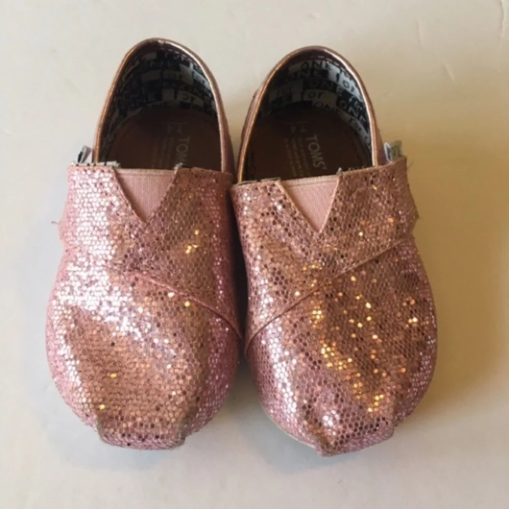 TOMS Pink Sequin Alpargatas Flats